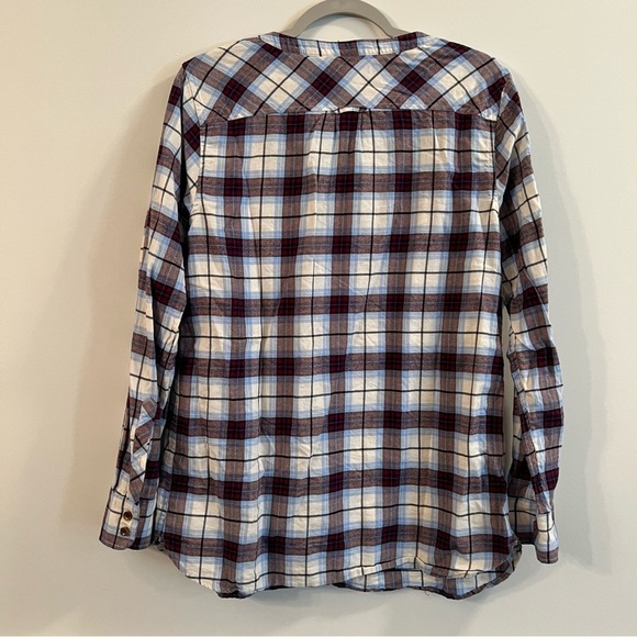 Women’s Lands’ End blue and red plaid button front pullover tunic top size 10 - Picture 4 of 4